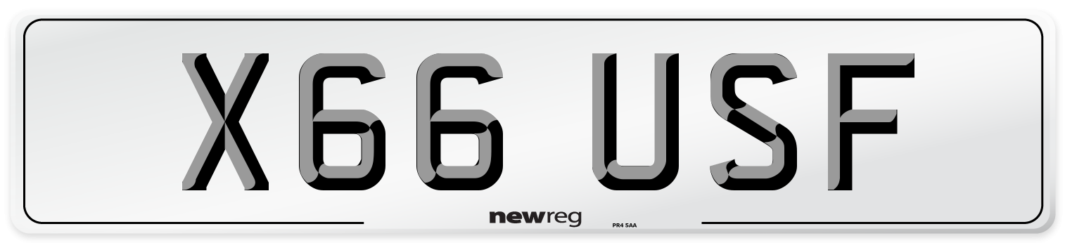 X66 USF Number Plate from New Reg